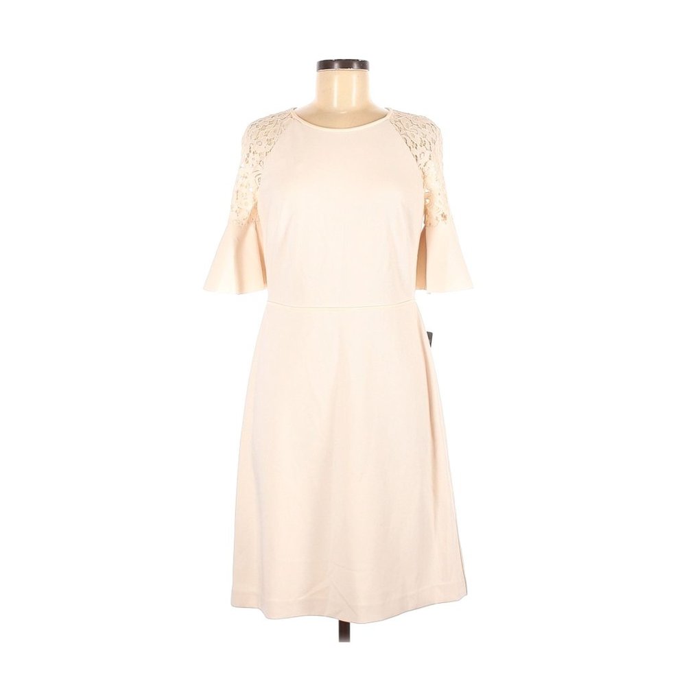 RALPH LAUREN Lace-Trim Crepe A-Line Dress sz 6 NEW - Picture 4 of 11